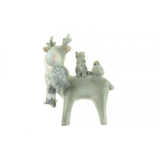 Figura szarvas poly 9*3*10.5cm szürke