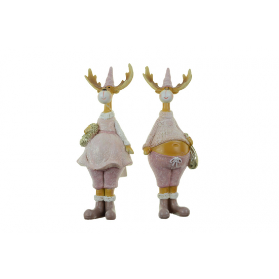 Figura szarvas poly/textil 5.5*4*15.5cm 2 féle rózsaszín