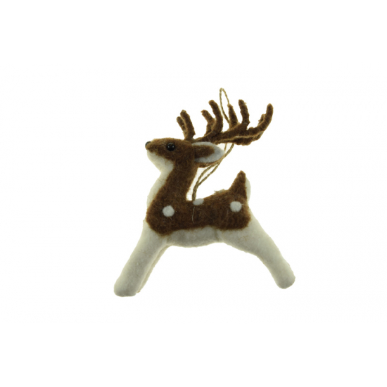 Figura szarvas textil 13cm barna/fehér