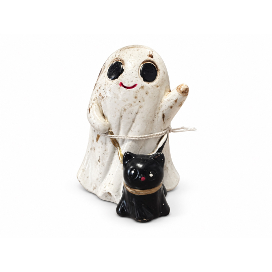 Figura szellem poly 4,6*4,9*5,8cm fröcskölt fehér