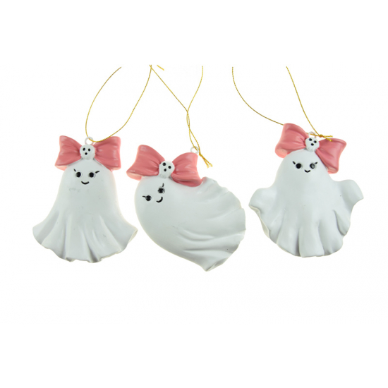 Figura szellem poly 8.5cm 3féle akasztós fehér