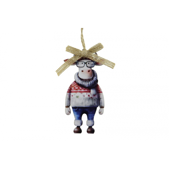 Figura tehén fa 9cm fehér/piros