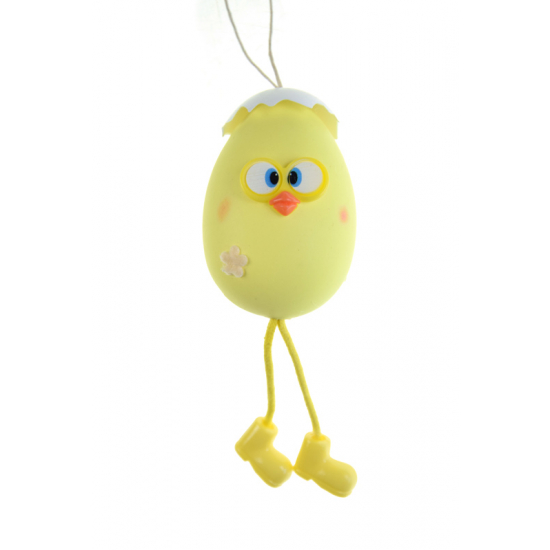 Figura tojás műanyag 13cm akasztós sárga
