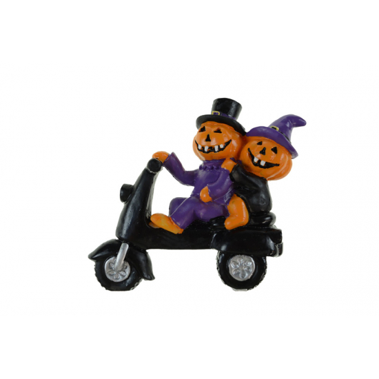Figura tök poly 10,6*2,8*9,9 cm halloween motoron színes