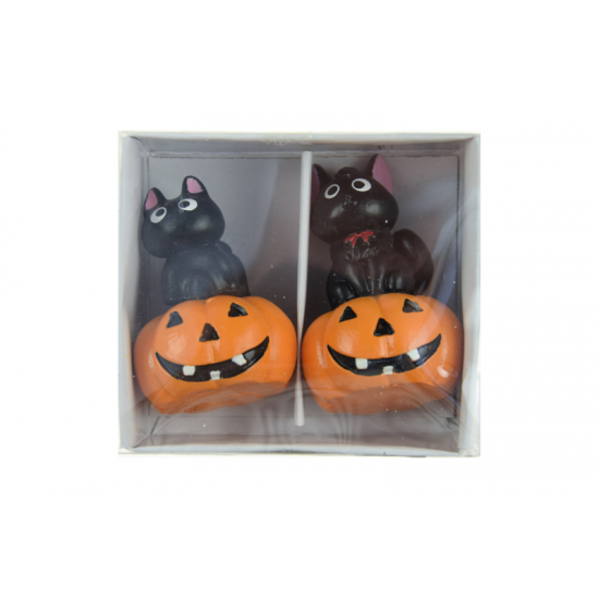 Figura tök poly cicával 5,4cm s/2 fekete/narancs