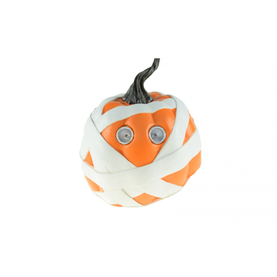 Figura tök poly halloweeni 22cm LED-es narancs