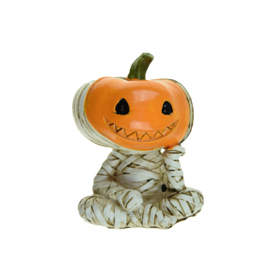 Figura tökmúmia poly 8,1cm fehér/narancs