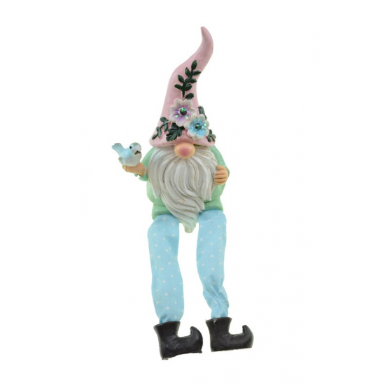 Figura törpe poly 7*6*21cm lógólábú pink
