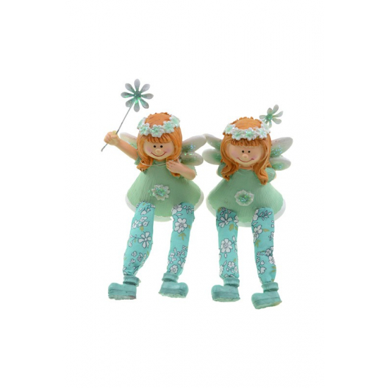 Figura tündér poly 8*6*19cm lógólábú 2féle v.zöld