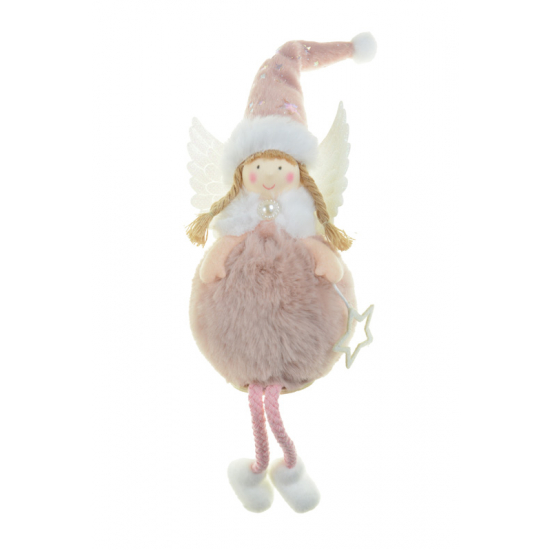 Figura tündér textil 23cm plüssmanó forma lógólábú rózsaszín