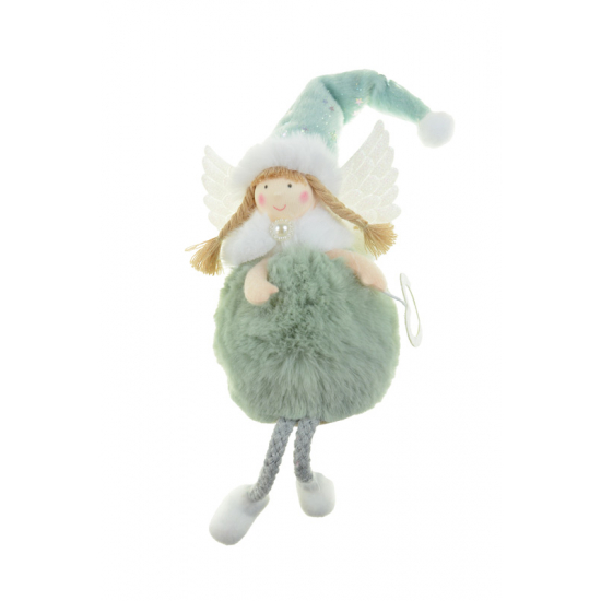 Figura tündér textil 23cm plüssmanó forma lógólábú zöld