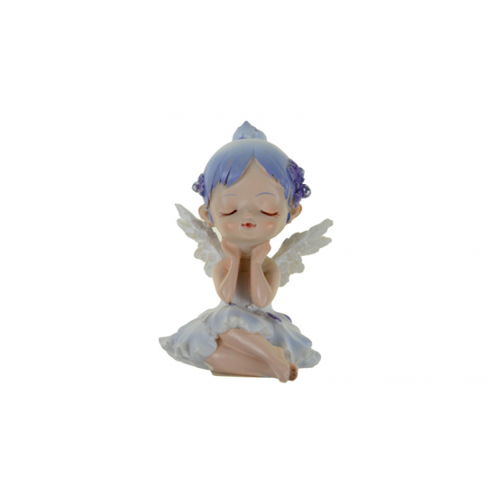 Figura tündérkislány poly 5,5*6*8cm ülő lila