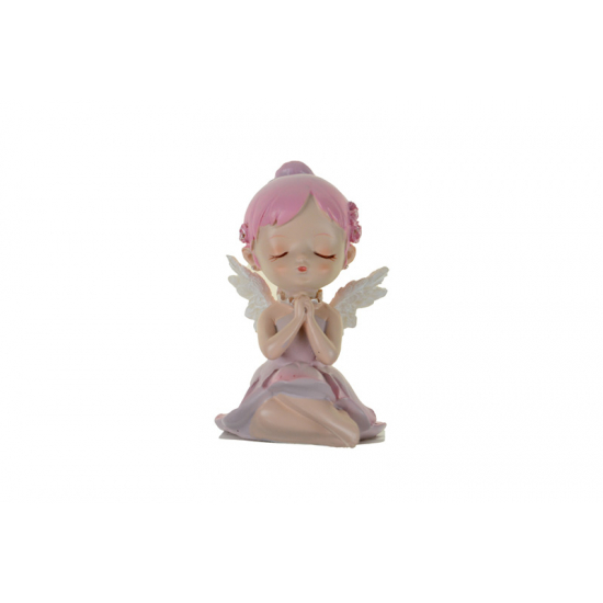 Figura tündérkislány poly ülő 5,5*6*8cm rózsaszín