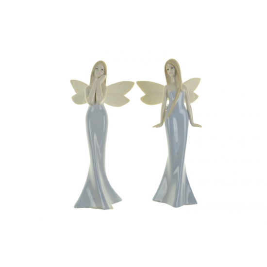 Figura tündérlány hosszú ruhában kerámia 9.5*6*18cm 2féle szürke