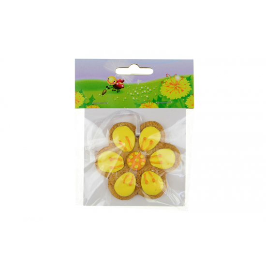 Figura virág poly 6,3cm akasztós sárga