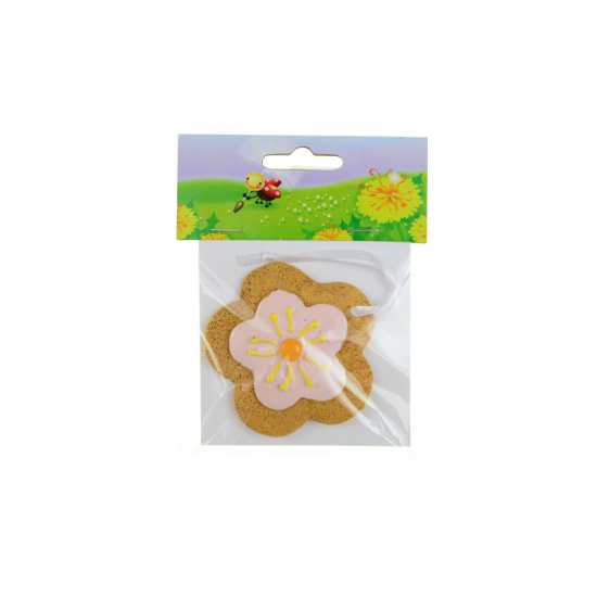 Figura virág poly 6,4cm akasztós rózsaszín