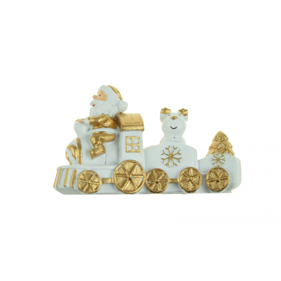 Figura vonat poly mikulással 9,9*4,1*5,6cm arany