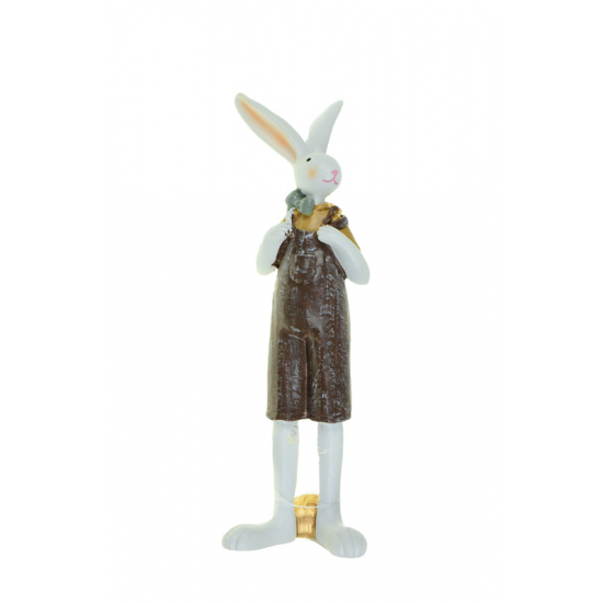 Figura nyúl poly kertésznadrágban 17,4cm barna