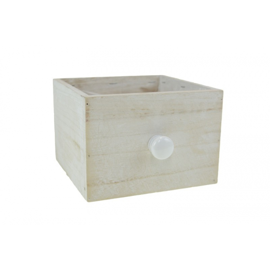 Fiók fa 15*15*10,5cm fehér koptatott