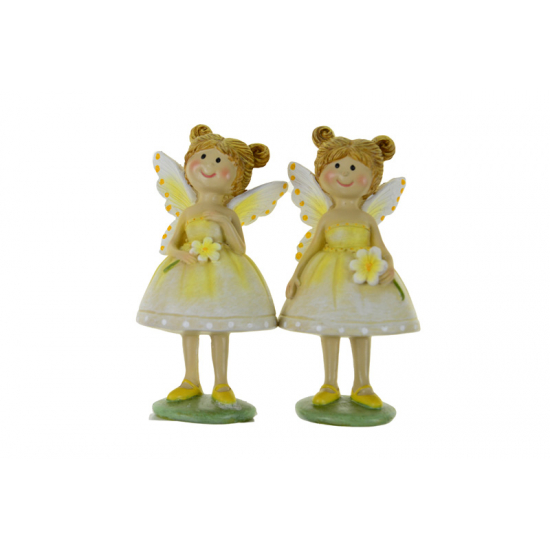 Figura tündérlány poly virággal 6*5*12cm 2féle rózsaszín
