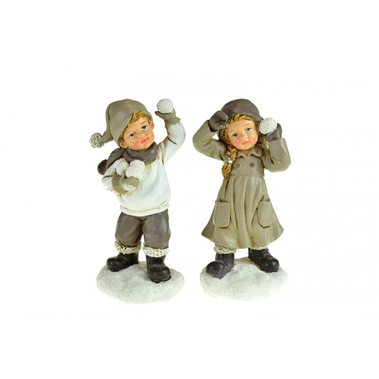 Figura fiú/lány kerámia 8*6*15,5cm szürke