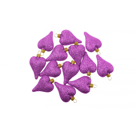 Francia szív mini glitteres műa. s/12 lila