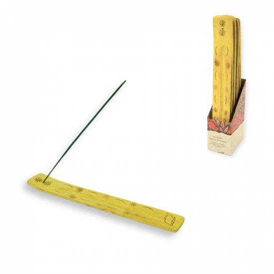 Füstölőtartó fa 26cm sárga