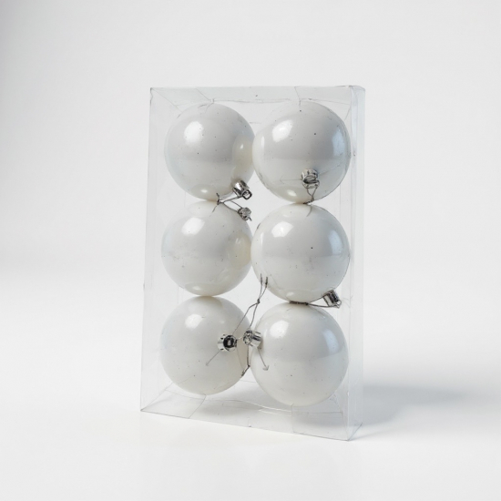 Gömb műanyag 8cm s/6 pearl krém