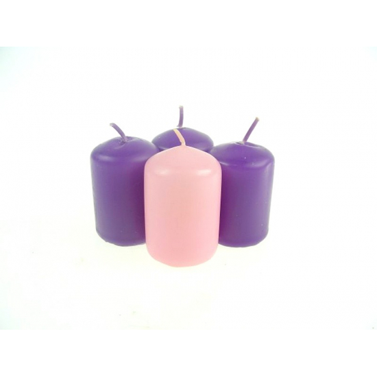 Gyertya adventi matt H40/80 s/4 3lila+1rose