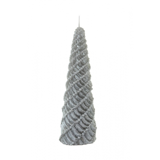 Gyertya kúp spirálos 5*16cm szürke