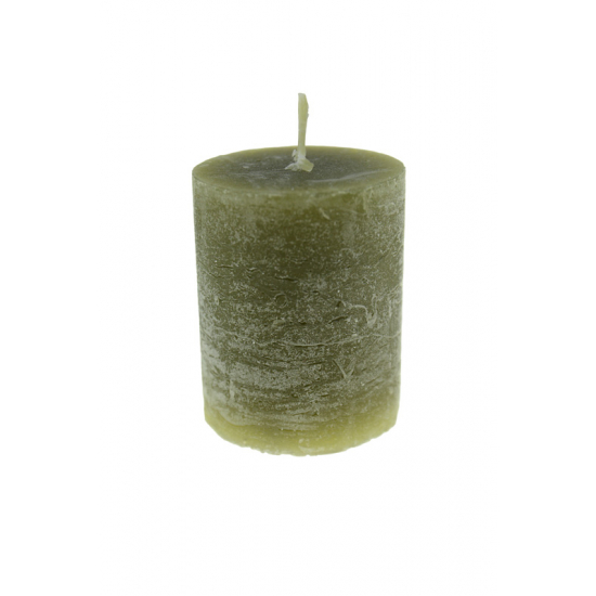 Gyertya rusztikus henger 5*6cm oliva zöld