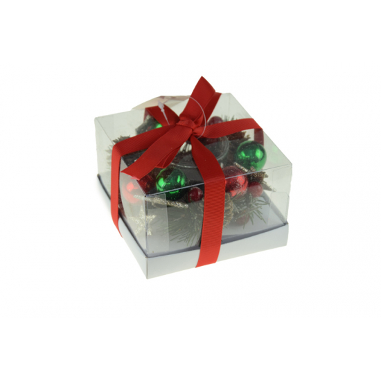 Gyertyatartó karácsonyi 11*7cm doboz piros