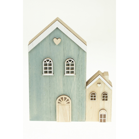 Ház fa 2db-os 14x2x18cm szürke/natúr