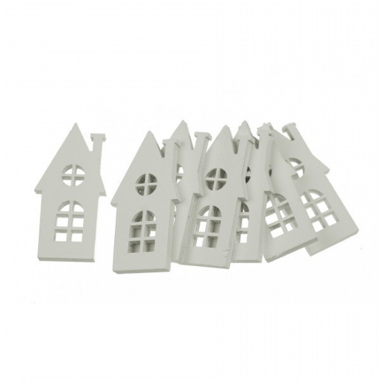 Ház fa 8*4cm s/12 fehér LV