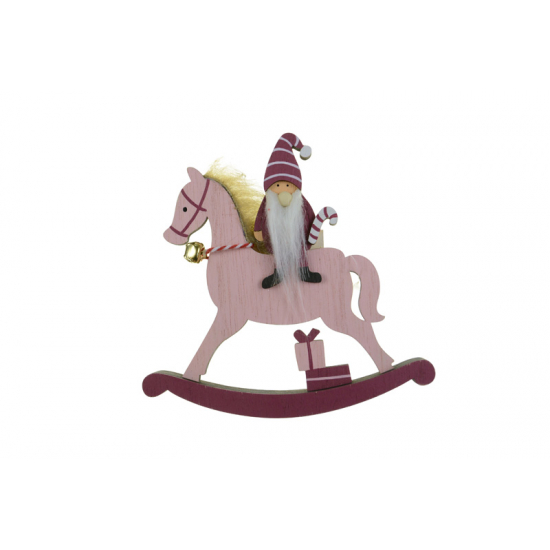 Figura hintaló fa 14.5*14.5*1.5CM manóval rózsaszín