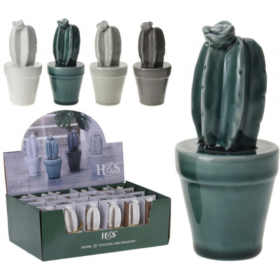 Figura kaktusz kerámia kaspóban 5,5*12,5cm több szín