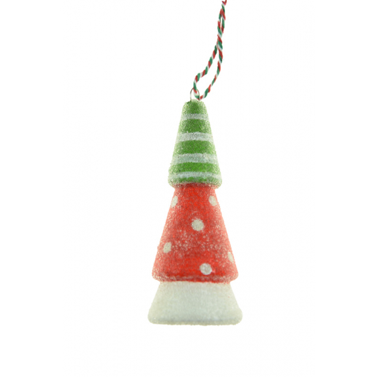 Karácsonyfa dísz fenyőfa foam 4*10cm piros/fehér/zöld