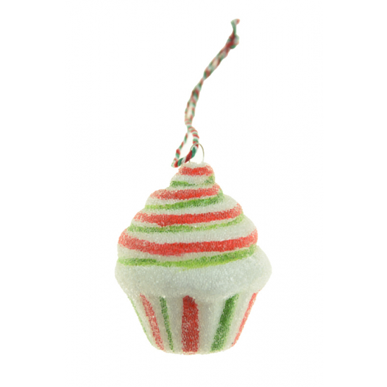 Karácsonyfa dísz muffin foam 5,2*6,3cm piros/fehér/zöld