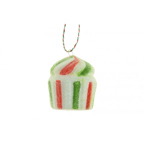 Karácsonyfa dísz muffin foam 5,2*6,3cm piros/zöld/fehér