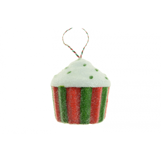 Karácsonyfa dísz muffin foam 7*8cm piros/fehér/zöld