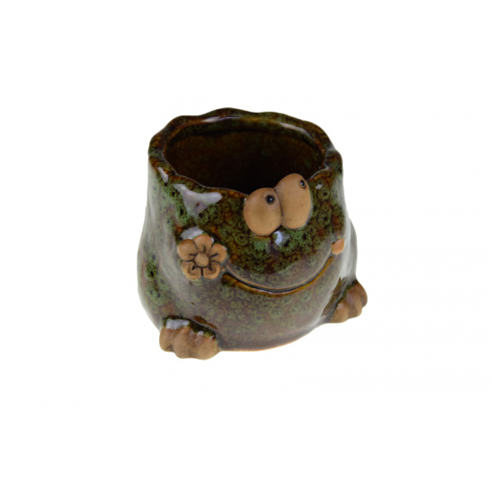 Kaspó béka kő 9*8*7.5cm zöld