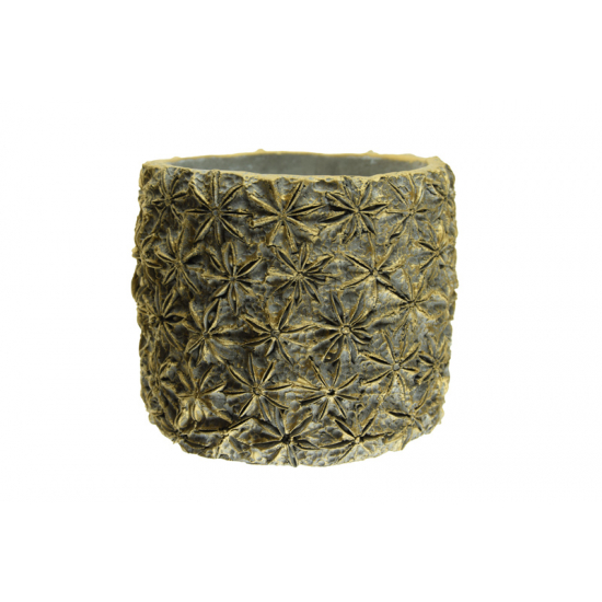 Kaspó cement ánizs mintás 15x15x13.5cm arany