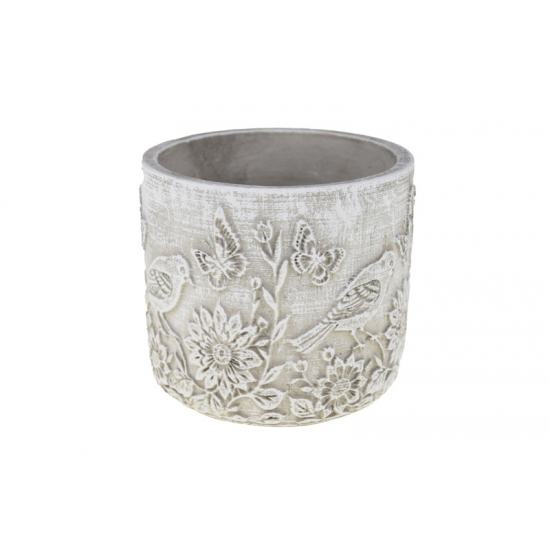 Kaspó cement madaras 15x15x13.5cm szürke