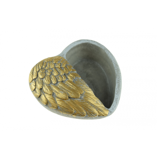 Kaspó cement szív 16.5x16.5x6.5cm szürke/arany