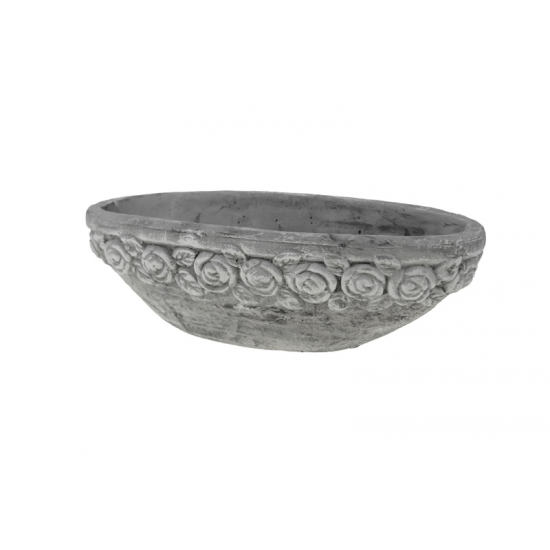Kaspó csónak cement 26*11*8cm virágos