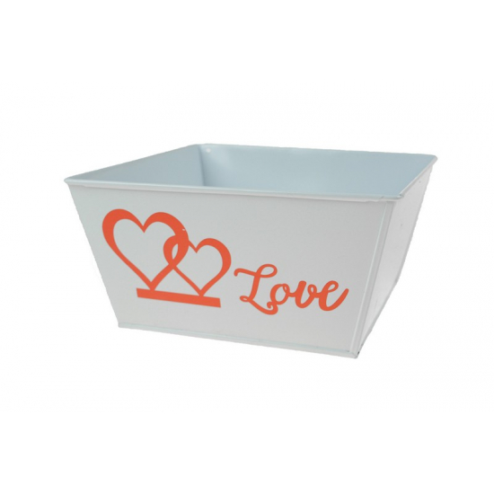Kaspó fém 18*18*H15 CM szögletes LOVE felirattal