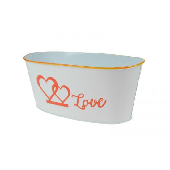 Kaspó fém 23*12.5*H10 CM ovális LOVE felirattal