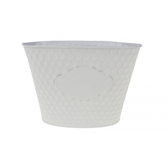 Kaspó fém méhsejtmintás 23*15/16*10*H15.5CM fehér