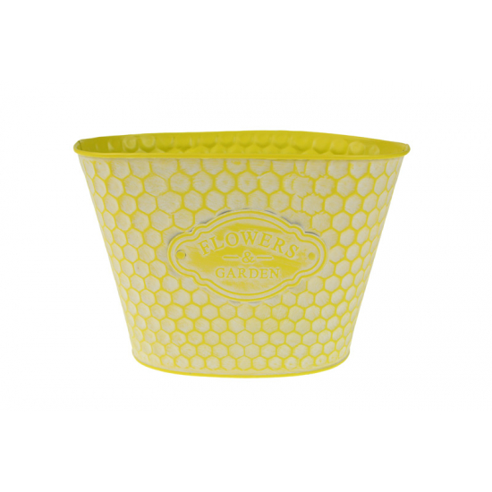 Kaspó fém méhsejtmintás 23*15/16*10*H15.5CM sárga