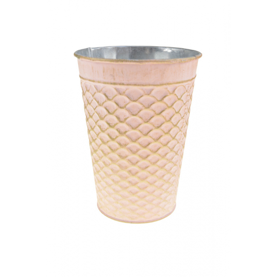 Kaspó fém D13 H18cm pikkely mintás rózsaszín